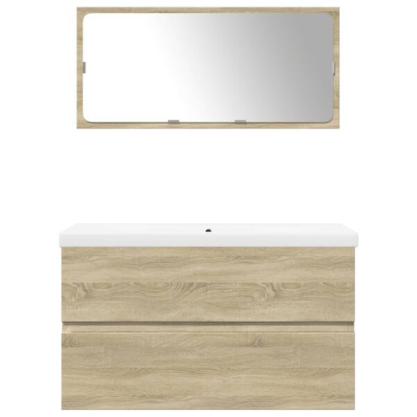 vidaXL møbelsæt til badeværelse 3 dele konstrueret træ sonoma-eg