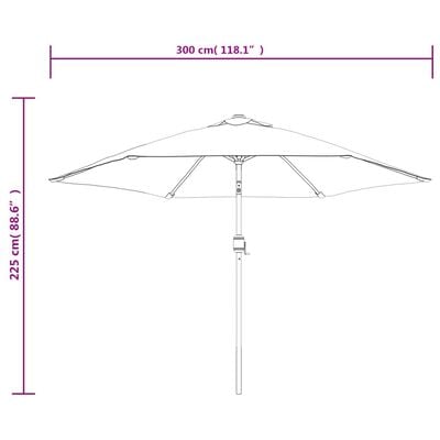 vidaXL parasol m. LED-lys + stålstang 300 cm terrakotta