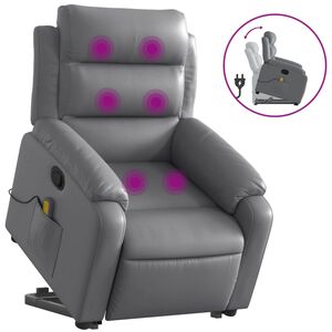 vidaXL l&oslash;ftestol med massagefunktion kunstl&aelig;der gr&aring;