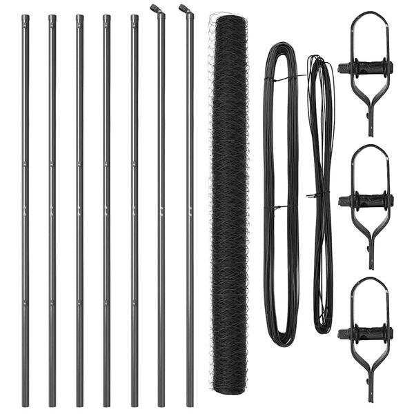 vidaXL Hegnsp&aelig;l Gr&aring; 10 x 1,6 m (50 mm net) St&aring;l og PVC