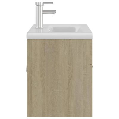 vidaXL vaskeskab med indbygget håndvask konstrueret træ sonoma-eg