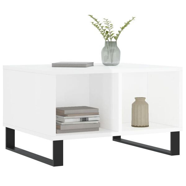 vidaXL sofabord 60x50x36,5 cm konstrueret tr&aelig; hvid h&oslash;jglans