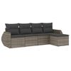 vidaXL sofas&aelig;t 5 dele med hynder polyrattan gr&aring;