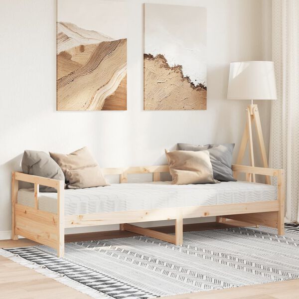 vidaXL daybed med madras 90x200 cm massivt fyrretr&aelig;