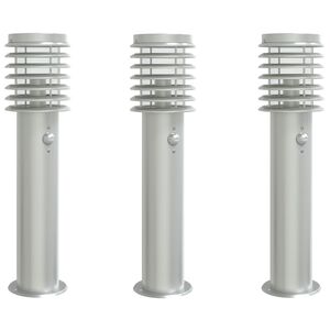 vidaXL udend&oslash;rs standerlamper 3 stk. sensor 60 cm rustfrit st&aring;l s&oslash;lv