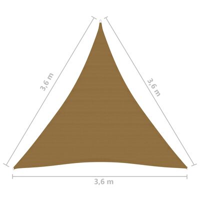 vidaXL solsejl 160 g/m² 3,6x3,6x3,6 m HDPE gråbrun