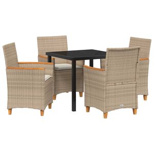 vidaXL Have Spisebordss&aelig;t 5 pcs Beige polyrattan