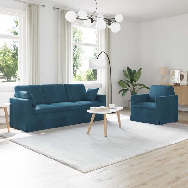 vidaXL Sofa 2 pcs Bl&aring; 198 x 78 x 80 cm Fl&oslash;jl