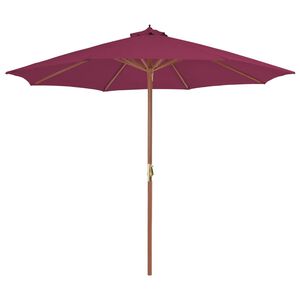 vidaXL parasol 300 cm træstang bordeauxrød