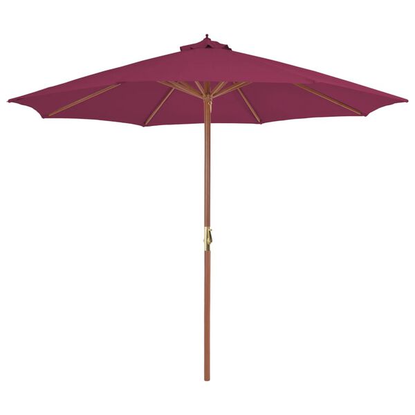 vidaXL parasol 300 cm træstang bordeauxrød