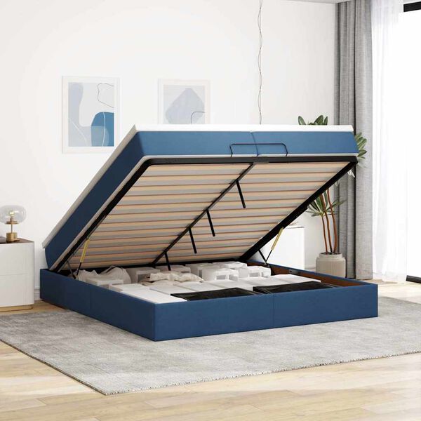 vidaXL osmannisk sengeramme med madrasser 200x200 cm stof bl&aring;