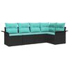 vidaXL Havesofa S&aelig;t med pude 5 pcs Sort polyrattan