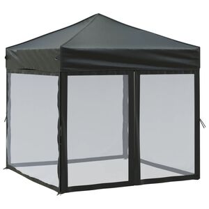 vidaXL foldbart festtelt med sidev&aelig;gge 2x2 m sort