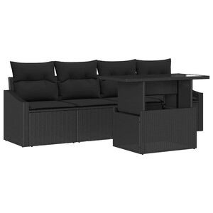 vidaXL Havesofa S&aelig;t 5 stk. Sort polyrattan