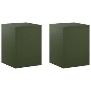 vidaXL Planteholder 2 pcs Olivengr&oslash;n 30 x 30 x 40 cm St&aring;l