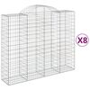 vidaXL buede gabionkurve 8 stk. 200x50x160/180 cm galvaniseret jern