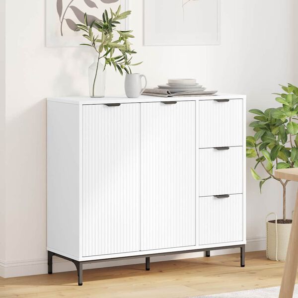 vidaXL Sideboard med skuffe Hvid 89,5 x 33 x 82 cm Konstrueret tr&aelig;