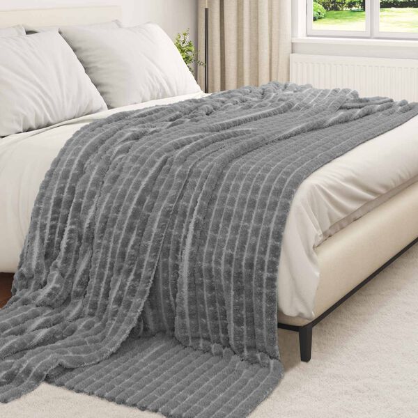 vidaXL Kastet&aelig;pper 6 pcs M&oslash;rkegr&aring; 270 x 240 cm Fleece