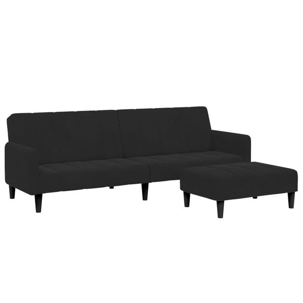 vidaXL 2-personers sovesofa med fodskammel velour sort