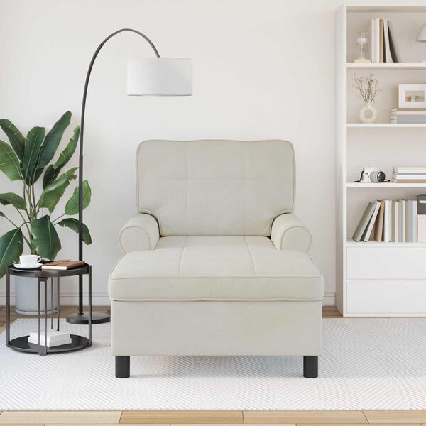 vidaXL Chaise Lounge med pude Creme 91 x 157 x 91 cm Fl&oslash;jl