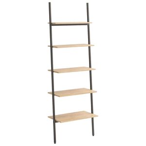 vidaXL stigereol med 5 hylder 64x34x185,5 cm lysebrun og sort