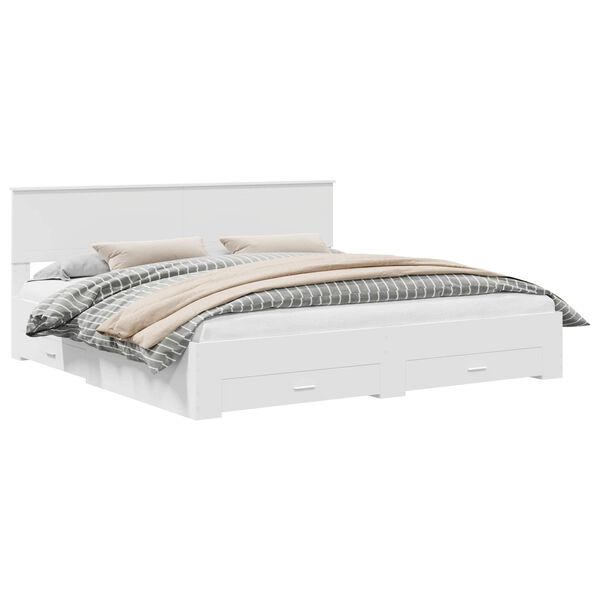 vidaXL Sengestel med hovedg&aelig;rde Hvid 200 x 200 cm Konstrueret tr&aelig;