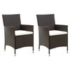 vidaXL havestole med hynder 2 stk. polyrattan brun