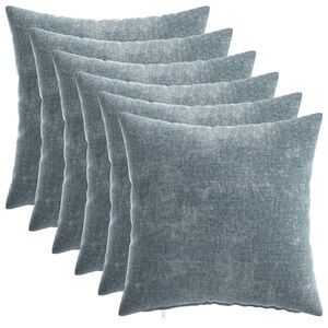vidaXL Pudebetr&aelig;k 6 stk. HEERLEN Lysebl&aring; 40 x 40 cm Chenille Stof