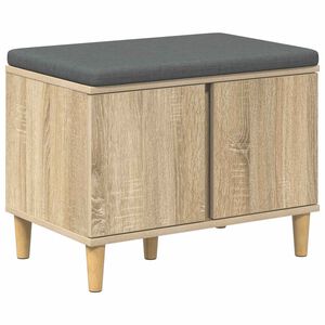 vidaXL Hallb&aelig;nk med d&oslash;r Sonoma eg 60 x 38 x 46 cm Kunstigt tr&aelig; og stof