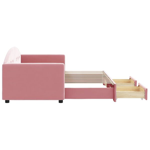 vidaXL daybed med udtr&aelig;k og skuffer 80x200 cm velour lyser&oslash;d