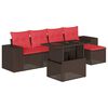 vidaXL havesofas&aelig;t med 6 hynder brun polyrattan