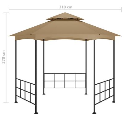 vidaXL pavillon med sidevægge 3,1x2,7 m gråbrun