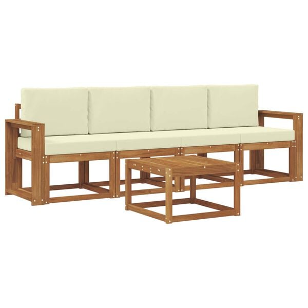 vidaXL Udend&oslash;rs sofagruppe med pude 5 pcs Naturlig og Fl&oslash;de