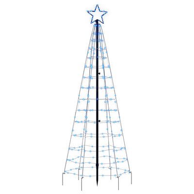 vidaXL lysende juletræ med spyd 220 LED'er 180 cm blåt lys
