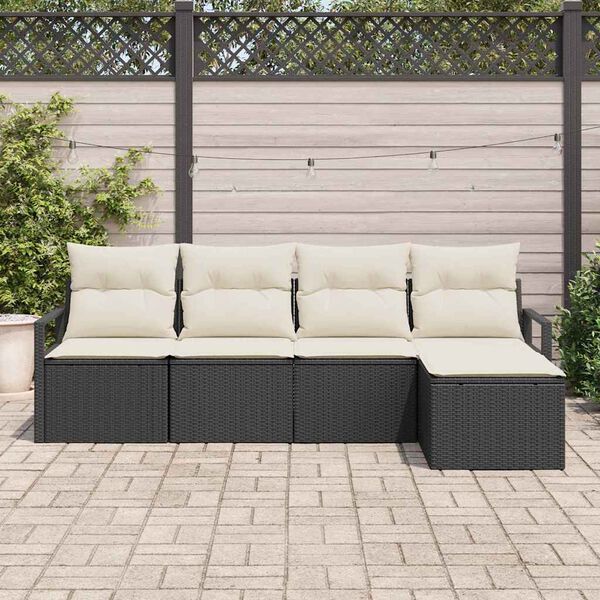vidaXL Sofa Sæt 5 pcs Sort polyrattan