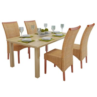 vidaXL spisebordsstole 4 stk. naturlig rattan brun