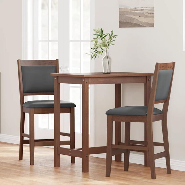 vidaXL barstole med hynder 2 stk. massivt gummitr&aelig; brun