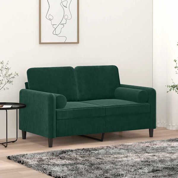 vidaXL pyntepuder 2 stk. &Oslash;15x50 cm velour m&oslash;rkegr&oslash;n