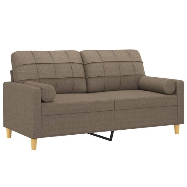 vidaXL 2-personers sofa med puder og hynder 140 cm stof gr&aring;brun