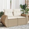 vidaXL 2-personers havesofa med hynder polyrattan beige