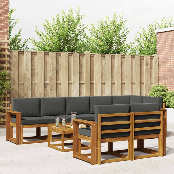 vidaXL Udend&oslash;rs sofagruppe med pude 9 pcs Naturlig og Antracit