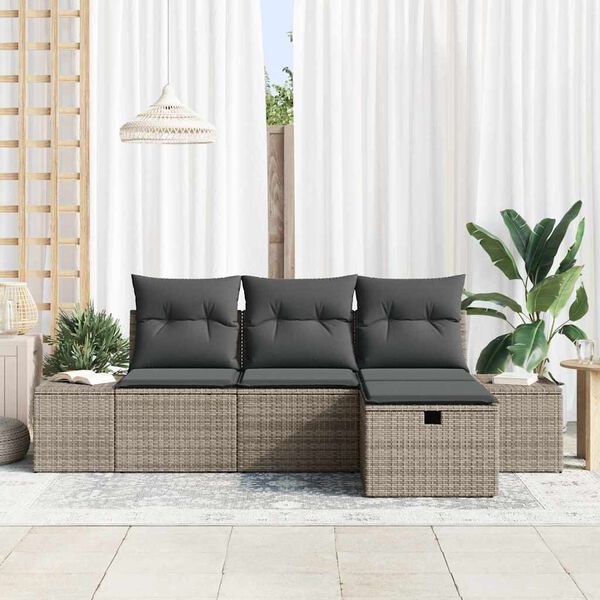 vidaXL Sofa S&aelig;t med pude 4 pcs polyrattan