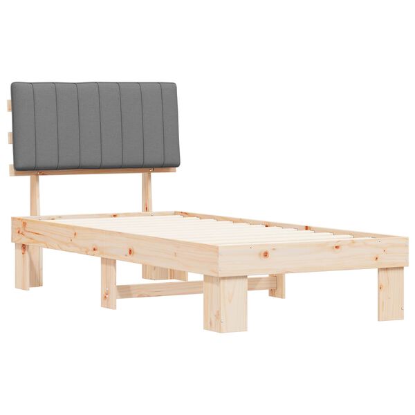 vidaXL Sengestel med Polstret Hovedgavl Lysegr&aring; 90 x 190 cm