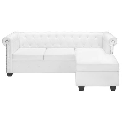vidaXL L-formet Chesterfield sofa kunstlæder hvid