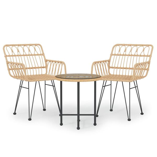 vidaXL spisebordssæt til haven 3 dele polyrattan