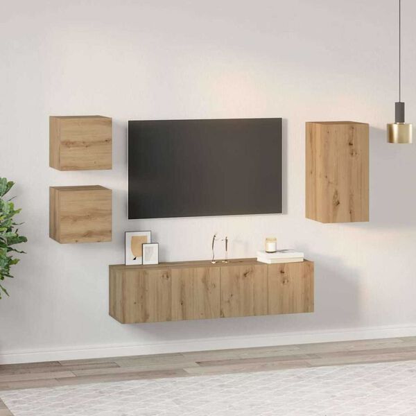 vidaXL TV Skabss&aelig;t 5 pcs artisan eg 30.5 x 30 x 60 cm Konstrueret tr&aelig;