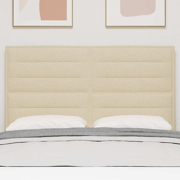 vidaXL LED sengegavl med LED -strimmellys Creme 144 cm Polyester