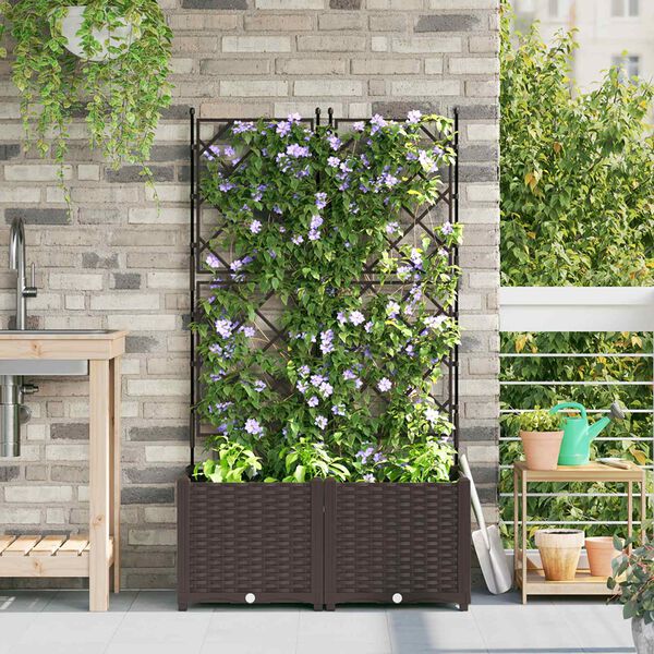 vidaXL Have Blomsterkrukke 2 pcs Brun 80 x 40 x 143 cm Plastik