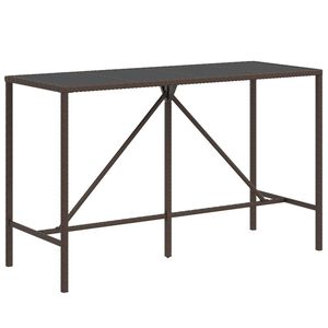 vidaXL barbord med glasplade 180x70x110 cm polyrattan brun