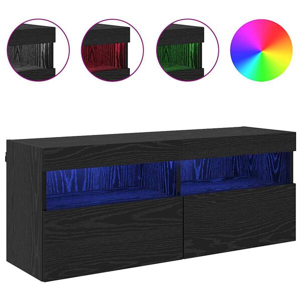 vidaXL TV v&aelig;gskab V&aelig;gmonteret Sort eg 100 x 30 x 40 cm Konstrueret tr&aelig;